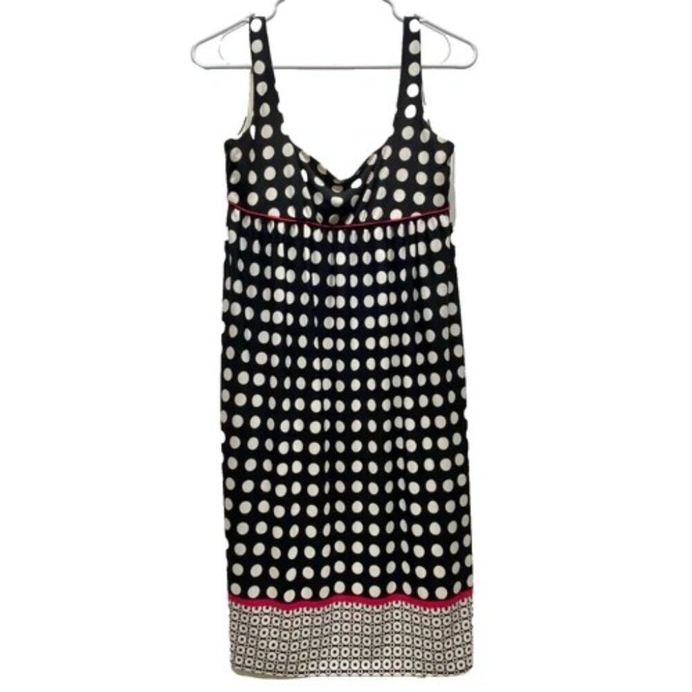 GNW Fit & Flare Dress Women's Size‎ 4 Black White Pink Polka Dot Lightweight EUC